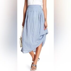 Insight 100% Linen Stripe Midi A-Line Skirt Size M